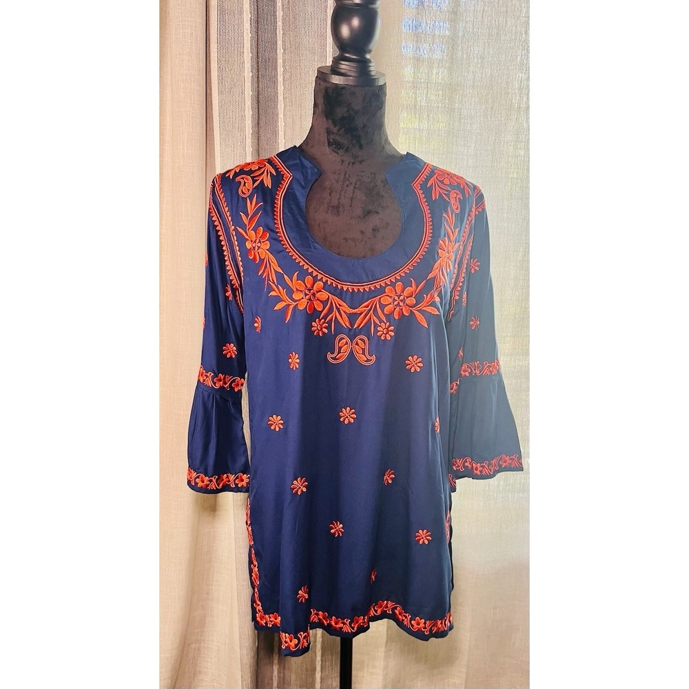 Escapada Montreux Tunic - Navy & Orange Embroidery, Medium NWT Football, Auburn